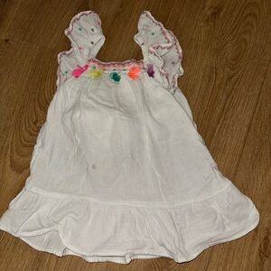 White Dress with Colorful Embroidery